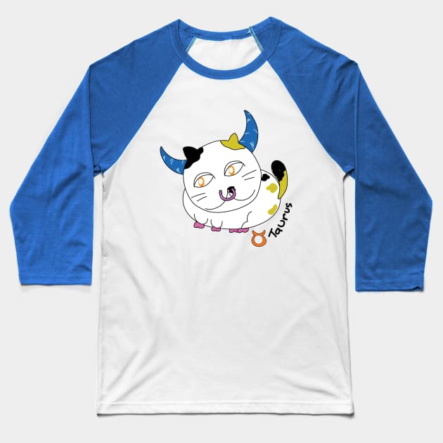 Taurus zodiac funny cat Baseball T-Shirt by BonusSingh